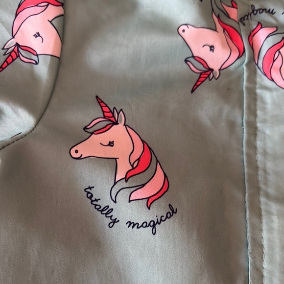 Gently loved Kids Unicorn Print Green Lightweight Jacket by Carters - Picture 2 of 10